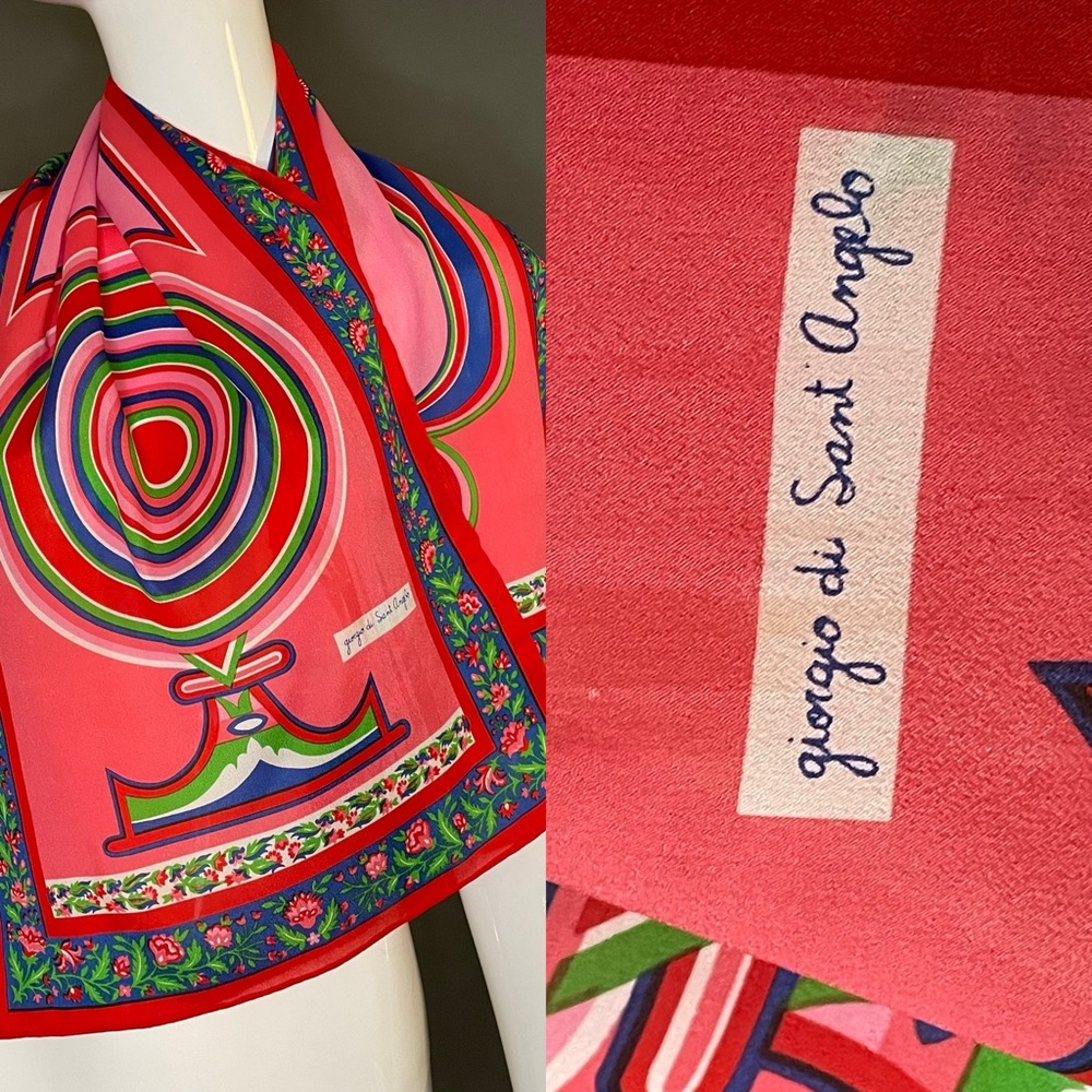 Stunning Vintage Giorgio Sant Angelo Scarf 15 In by 44 In Excellent Condition